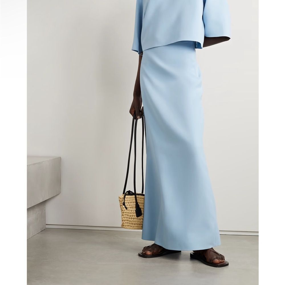 LAFAYETTEโ148 | NEW Aerial Blue High Waisted Silk Blend Maxi Skirt Womenโs 0